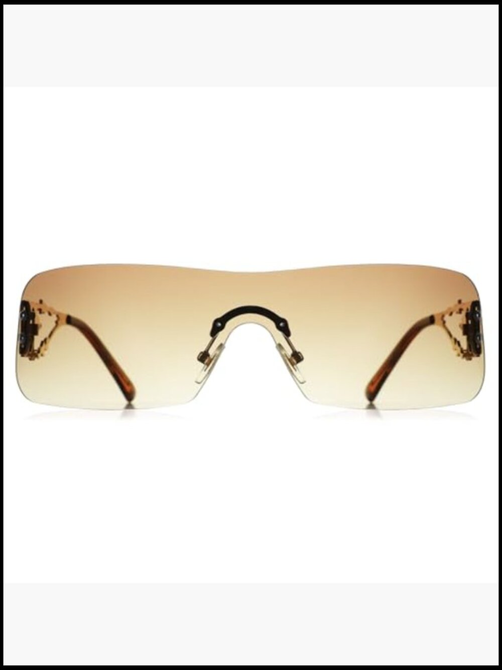 Metal Rimless Wrap Around Sunglasses with UV400 Protection - Picture 6 of 7